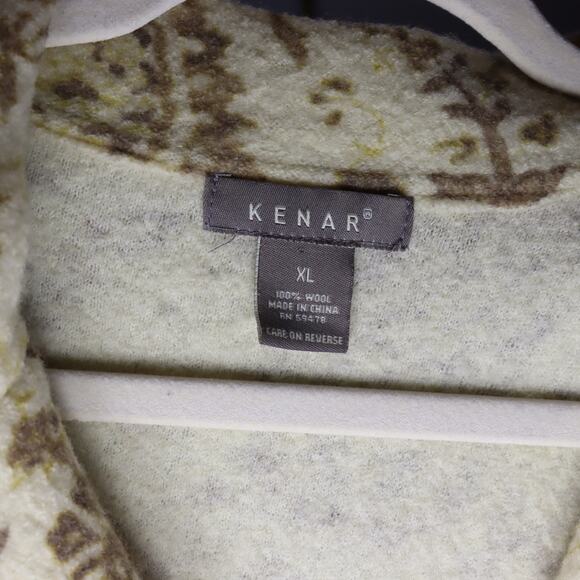 Kenar Wool Paisley Blazer Cardigan Jacket XL Cream Brown - Picture 4 of 4